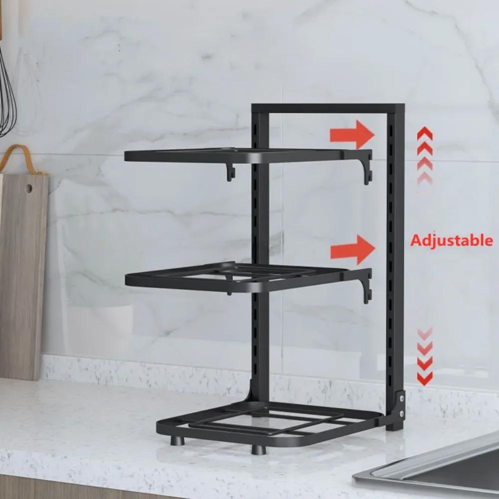 Layered Pot Rack Kitchen Organizer Cabinet High-capacity Storage Bowl Shelf Adjustable Free Layering Snap-On Pot Rack Organizer