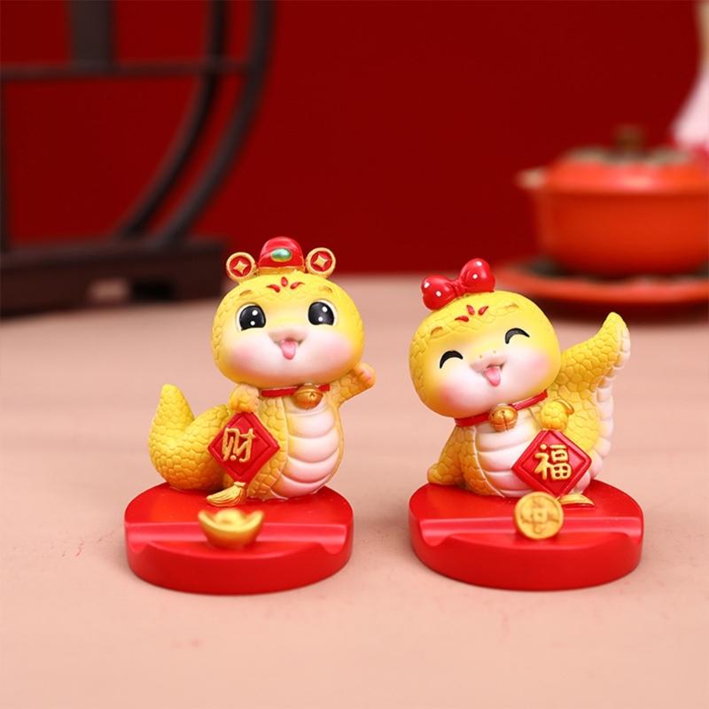 2025 Year Of Snake Theme Phone Stand Phone Holder Resin Craft Cartoon Animal New Year Desk Decoration