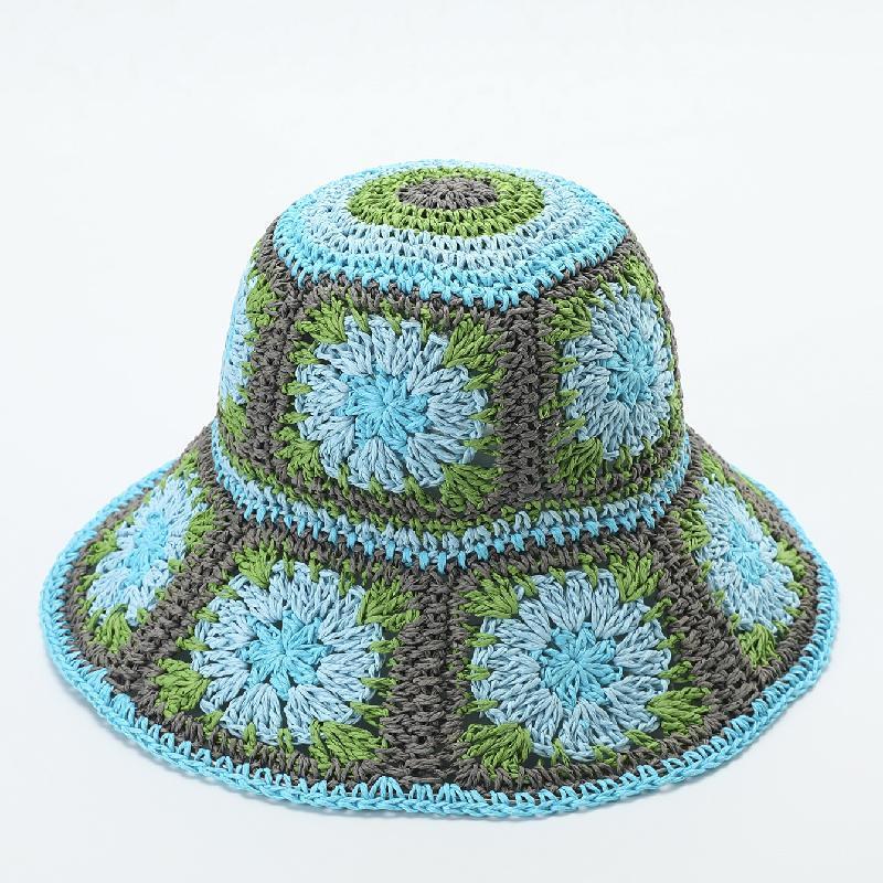 

Богемна в язана вручну солом яна капелюх з широкими полями JIAOXIU One Size