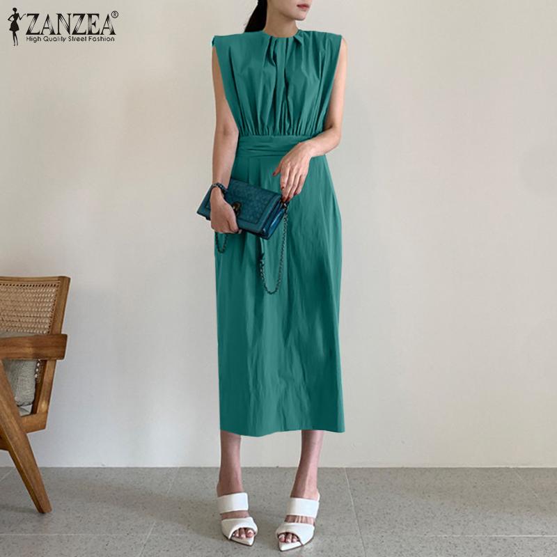 

ZANZEA Женский элегантный жилет Сарафан Slim Fit плиссированное летнее длинное платье