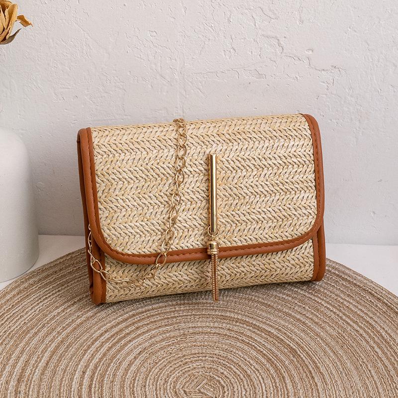 Straw Woven Bags, Small Bags, Trendy And Versatile Women s Small Bags, Woven Small Square Bags, Wholesale Of New Tassel Chain Bags
