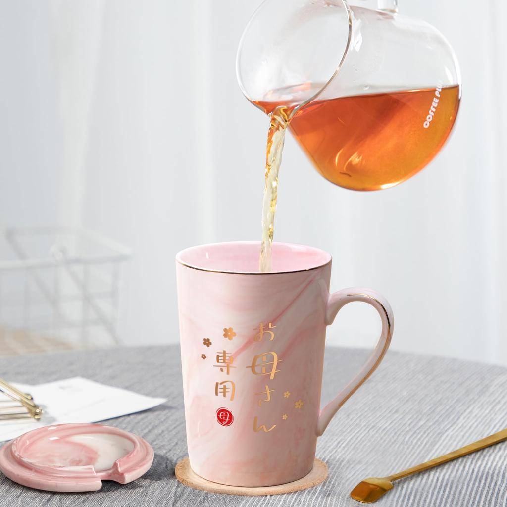 Livole Day Birthday Gift for Respect for the Aged Day Ceramic Mug with Stylish Large Capacity Coffee Funny Dishwasher Heat and Cold Pink Marble