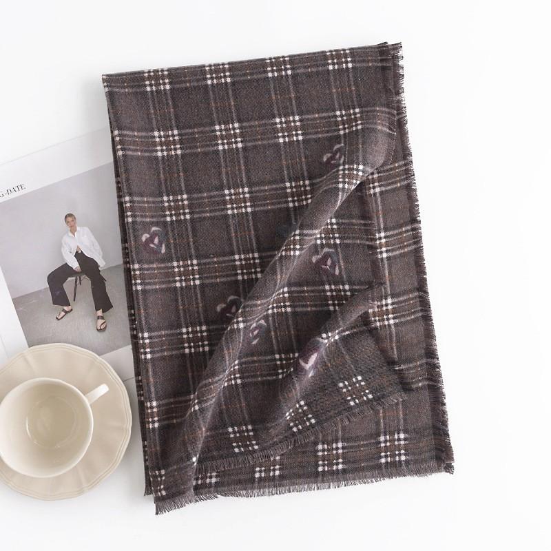 British Style Maillard Brown Brown Plaid Warm Scarf High End Atmosphere Couple Scarf Women's Imitation Cashmere