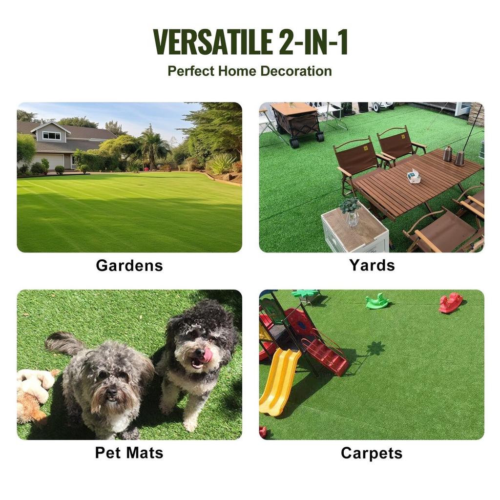 Artifical Grass, 0.9 X 1.5 M Rug Green Turf, 35mm Fake Door Mat Outdoor Patio Lawn Decoration, Easy To Clean with Drainage Holes, Perfect For