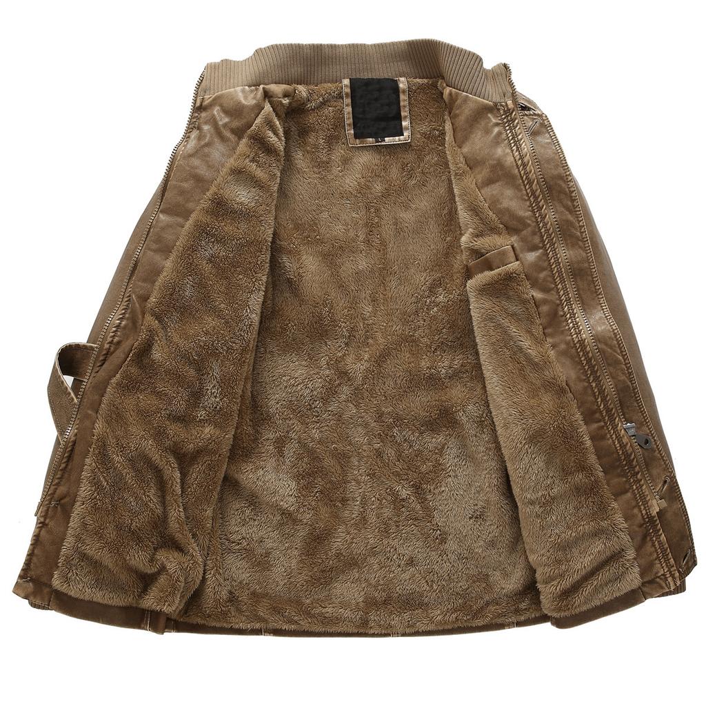 Original Order Medium and Long PU Leather Jacket, Personalized Washed Men's Locomotive Leather Jacket