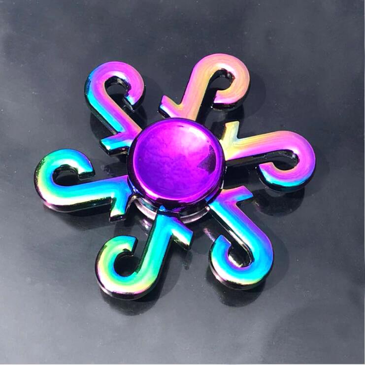 Colorful Zinc Alloy Fidget Spinner: Black Tech Stress-Relief Toy for Students and Kids.