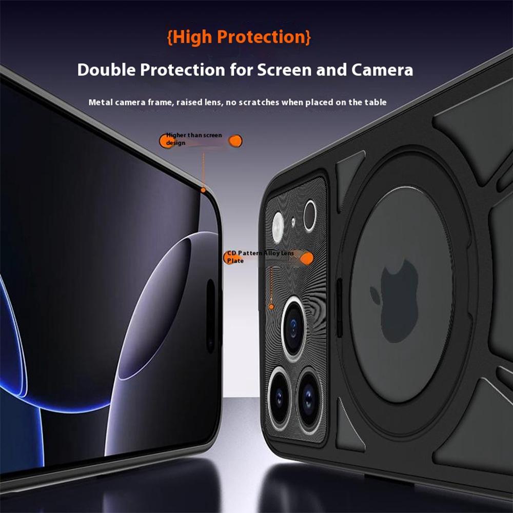 Für iPhone 17 Pro Max Hülle Magnetischer Ständer Hohle Wärmeableitung Silikon+PC+Metall Bumper Handyhülle