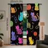 2pcs Gradient Cat Curtains   Cartoon Kitten Neon Pets Animal Theme Window Drapes for Living Room Bedroom Decor