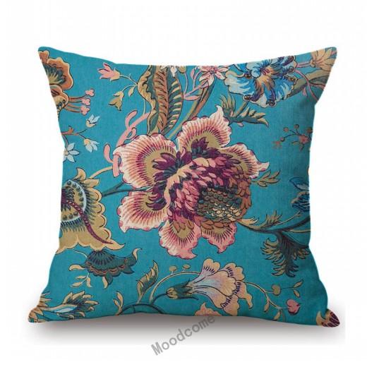 Pink Red Orange Beautiful Flower Pattern Wallpaper Art Design Sofa Decoration Pillow Case Cotton Linen Chair Cushion Cover