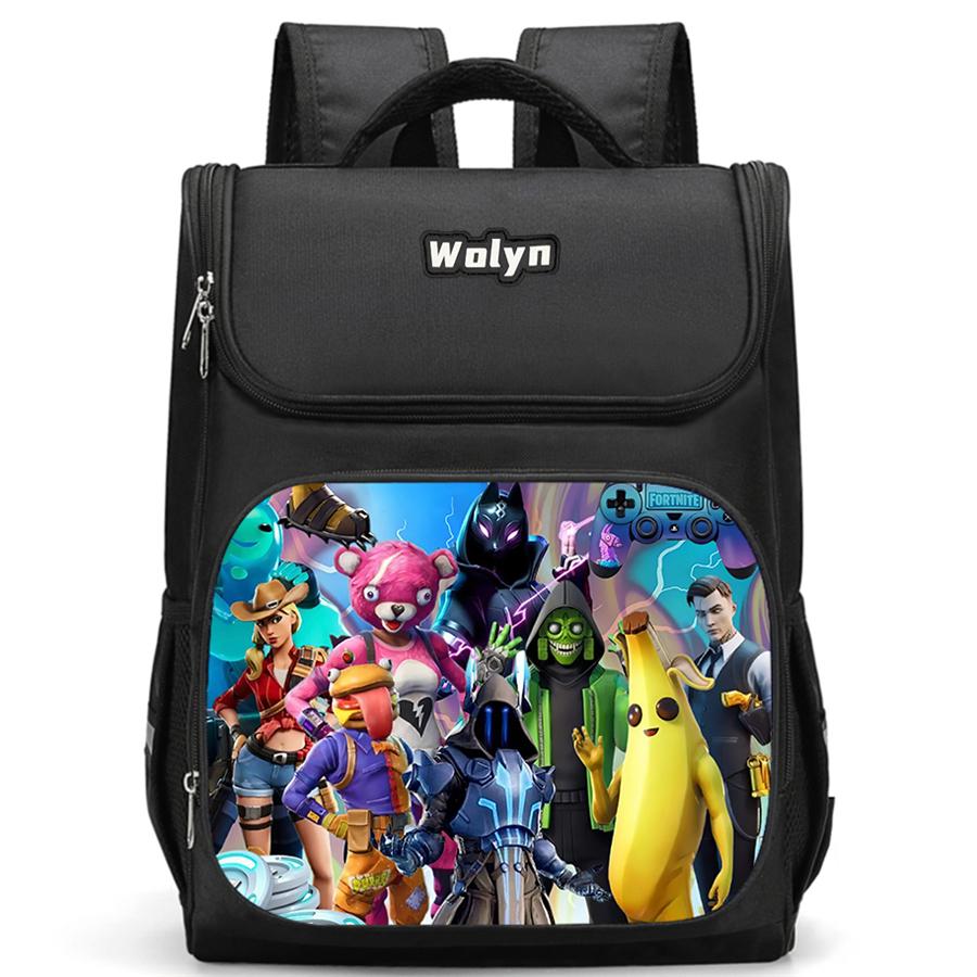 FORTNITE Cartoon Kids School Bag, Large Capacity & Multi Compartment Durable Backpack for Daily Use, Boys Girls Age 6-10