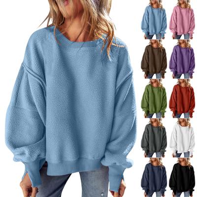 Women's Solid Colour Pullover With Sweatshirt Plush Long Sleeve Fashion Sweatshirt