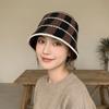 Crochet Striped Bucket Hat Thermal Panama Hat Casual Cold Cap  Beach