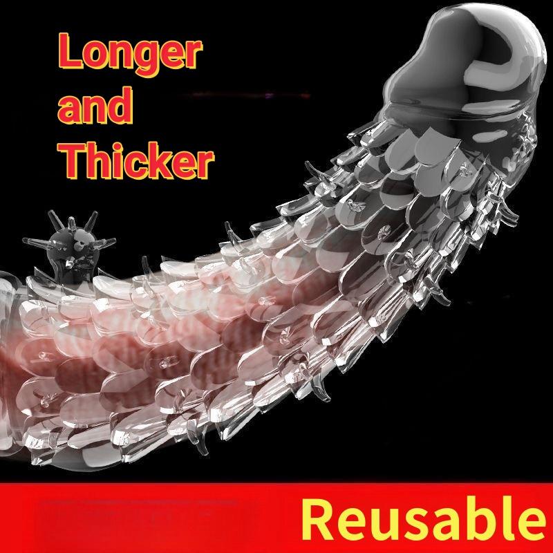 Verdicken Sie den Penis, vergrößern Sie die Hülle, wiederverwendbares Kondom, Penisverlängerung, Verzögerung der Ejakulation, Sexspielzeug für Männer, Intimartikel, 4 Arten