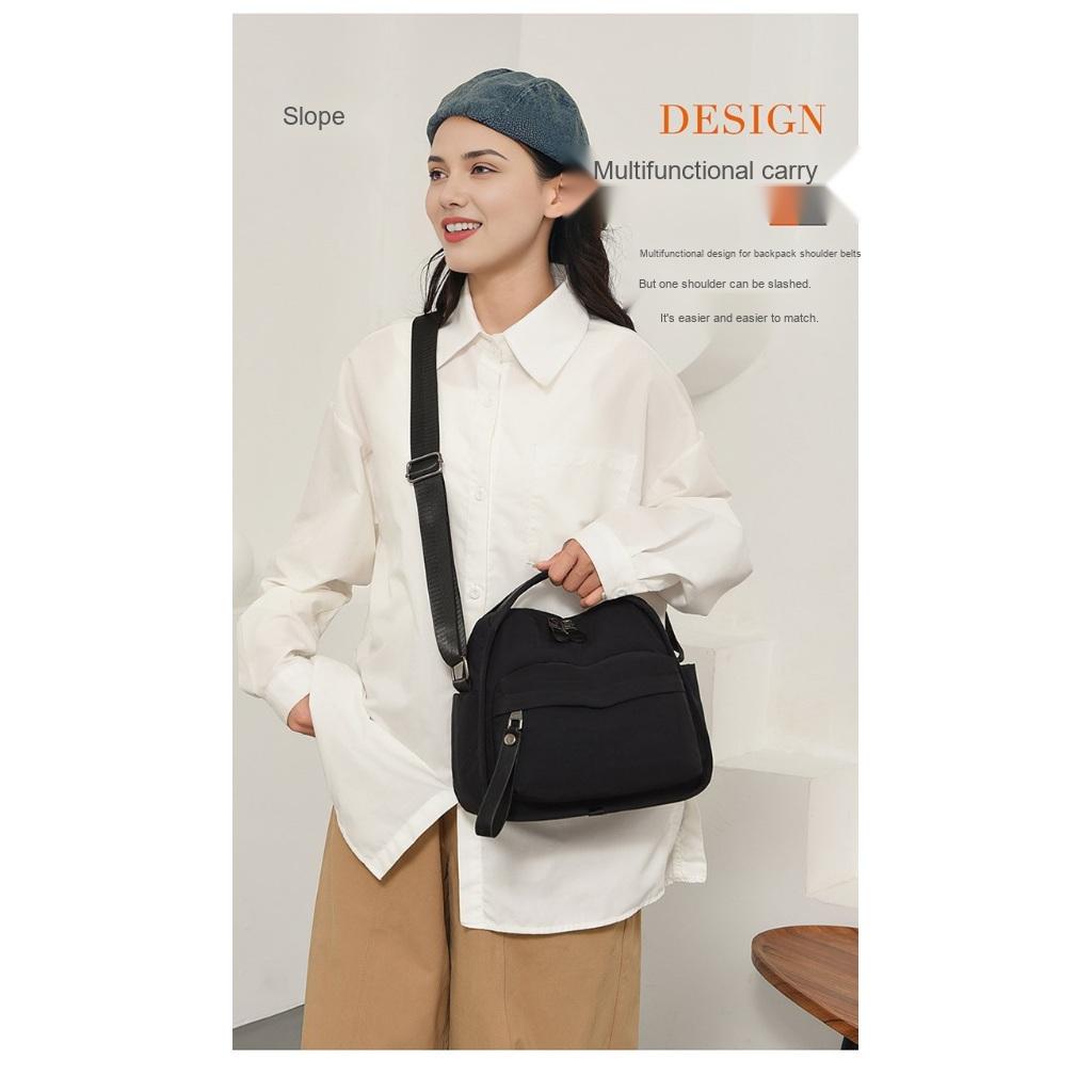 Shoulder Bag Women Nylon Multi Pocket Adjustable Strap for Daily Office