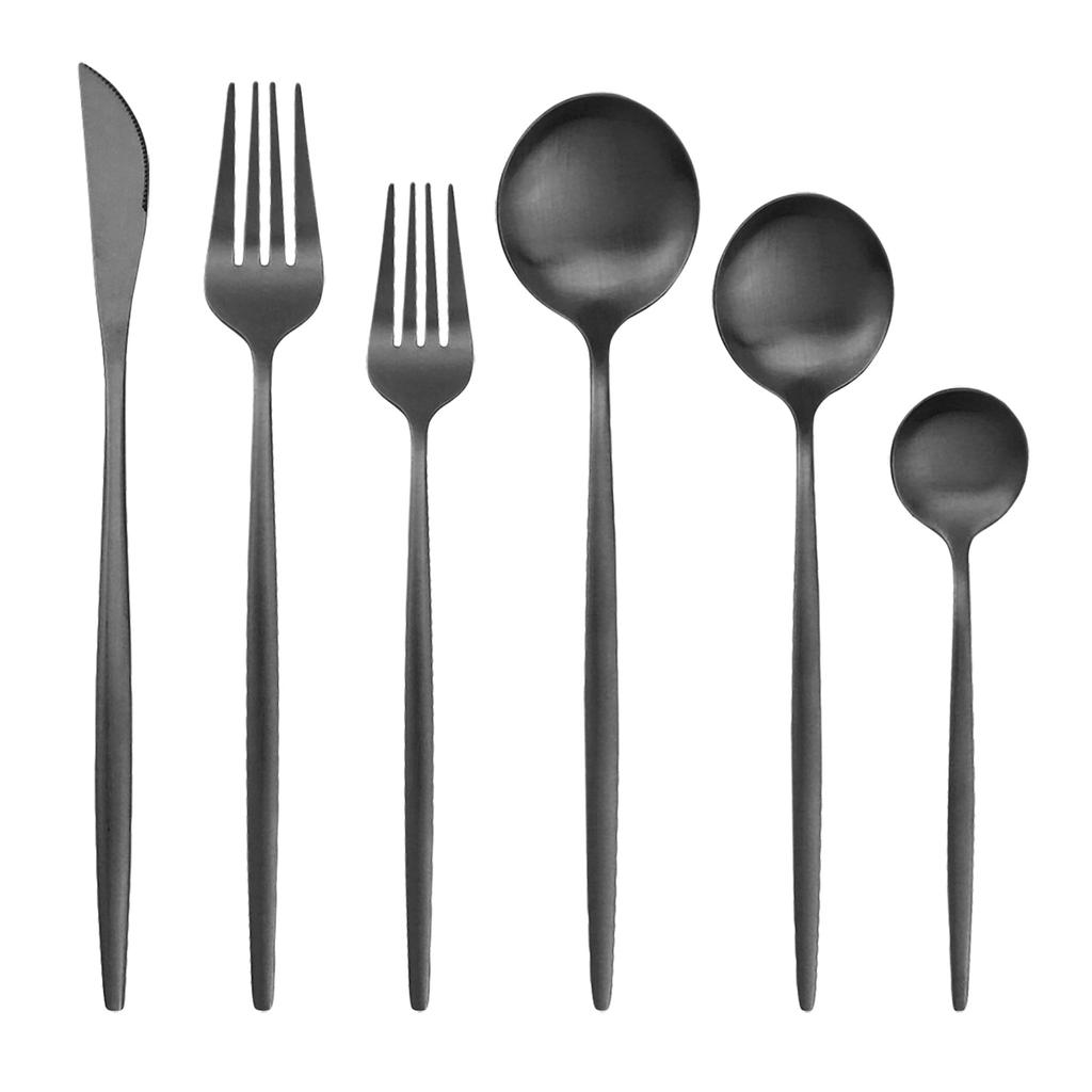 6Pcs Matte Gold Stainless Steel Daily Use Dinnerware Cutlery Set Tableware Teaspoon Flatware Wedding Dinner Dessert Set