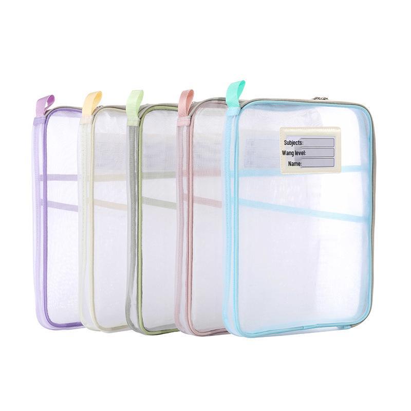 A4 Double-layer Nylon Mesh Document and Book Storage Bag