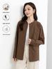 Xin Ge Cotton Loose Casual Long Sleeve Shirt with Beaded Collar