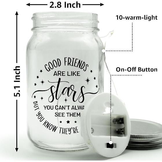 Mason Jar Lights Birthday Gifts for Friend - Christmas Decor Gifts for Bestie, Best Friend, Soul Sister, Sister In Law, Work Bestie, Coworker - 10
