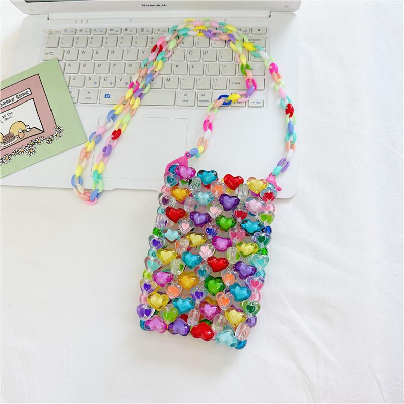 

Chic Mini Jelly Heart Beaded Handwoven Bag Perfect For Young Children Vertical