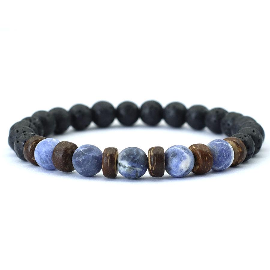 

8 мм браслет из натуральных камней ручной работы, винтажный вулканический камень, мужские и женские деревянные браслеты Будды, струнные украшения синий