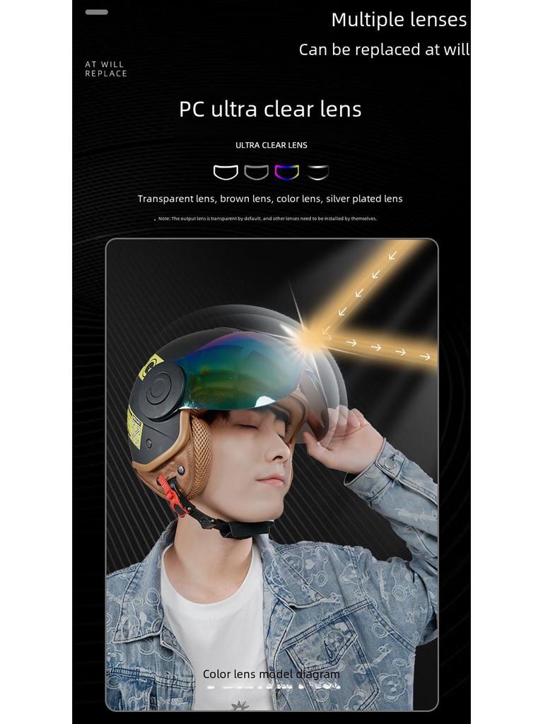 RNG 3C-Certified Retro 3/4 Motorcycle Helmet for Men & Women