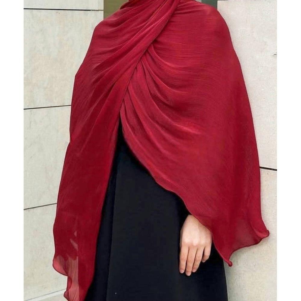 Fashion Luxury Chiffon Hijab Breathable Oversized Silk Scarf Elegant Headscarf Daily Wear