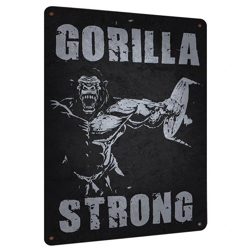 

Gorilla Strong Muscle Fitness Theme Metal Tin Sign Home Decor Wall Art Gym Inspirational Mural Hanging 20x30cm（7.8x11.8inch）