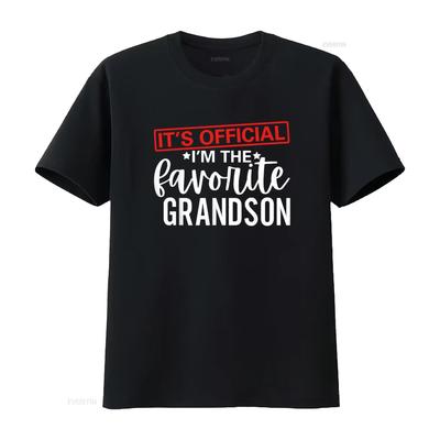 It S Official I M The Favorite Grandson Kids S Grandpa T Shirt Vintage Washed Stretched Top For Everyday Wear Casual Graphic