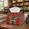 1pc, 2D Flat Printing, Tissue Box Deer Head Pattern On Red Checkered Background Printed Tissue Box, Suitable for Home Gatherings, Car Decoration, Deco