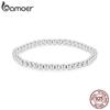 925 Sterling Silver Bead Ball Bracelet Stretchable Elastic White Gold Plated Bead Stackable Bracelets for Women