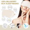 4 Pcs For Girls Ladies Apricot Silk Sleep Eye Mask Travel Set Soft with Hair Scrunchie Head Band and Travel Pouch