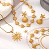 Ocean-Inspired 18k Gold Plated Starfish & Seashell Jewelry Set (Stud Earrings & Conch Pendant Necklace)