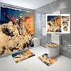 Snow Mountain Shower Curtain Set Waterproof Winter Natural Scenery Shower Curtain With Hook Non-Slip Bath Mat Toilet Lid Cover