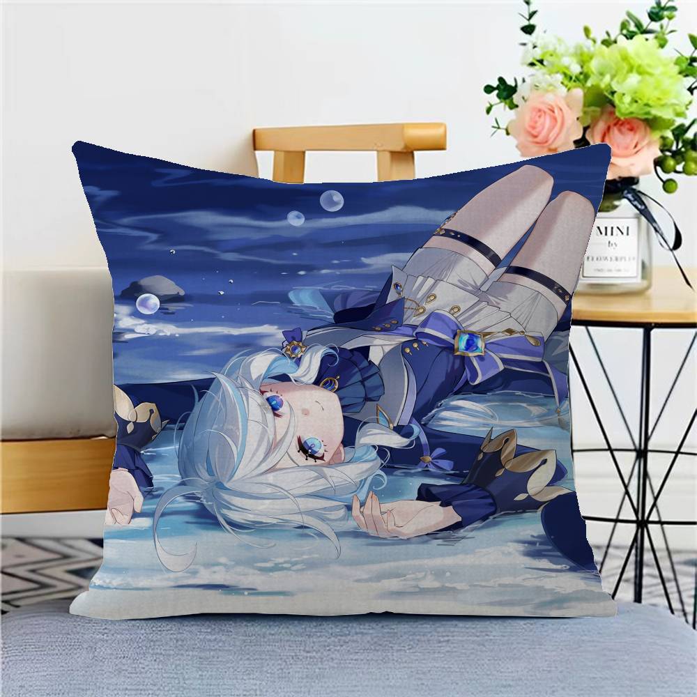 Anime Game Genshin Impact Furina Cushion Cover Inches Farmhouse Decor Home Throw Pillow Covers for Couch Decorations