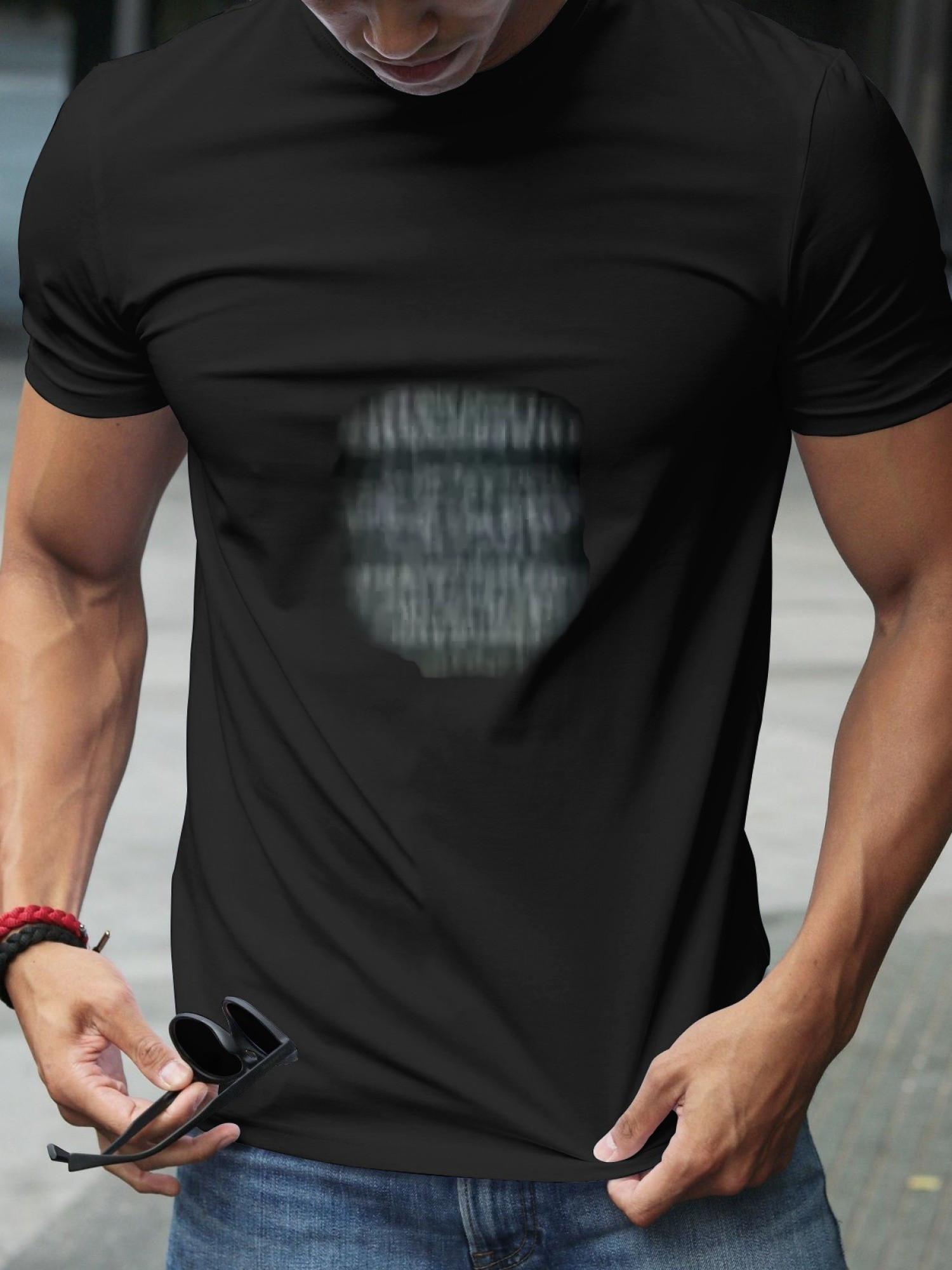 1pc Bold Distressed Humorous Graphic Black T-shirt - 180g Cotton Crew Neck Short Sleeve S