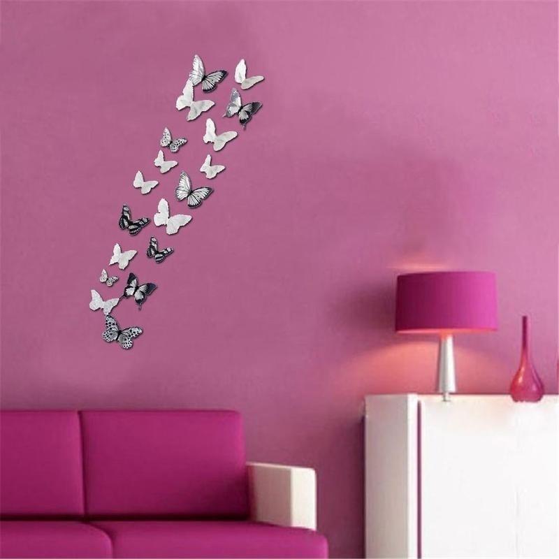 18 pz/set fai da te 3D adesivi murali farfalla decalcomania di arte farfalle in PVC decorazioni per la casa