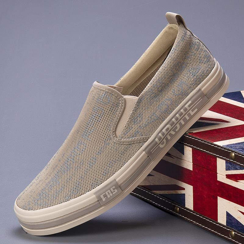 Summer New Men's Flying Mesh Breathable Men's Shoes Korean Version of Casual Simple and Versatile Soft-soled Lazy Shoes.