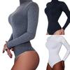 Women Bodysuit Solid Color Turtleneck Sexy Hip Wrap Stretchy One-Piece Underwear for Yoga