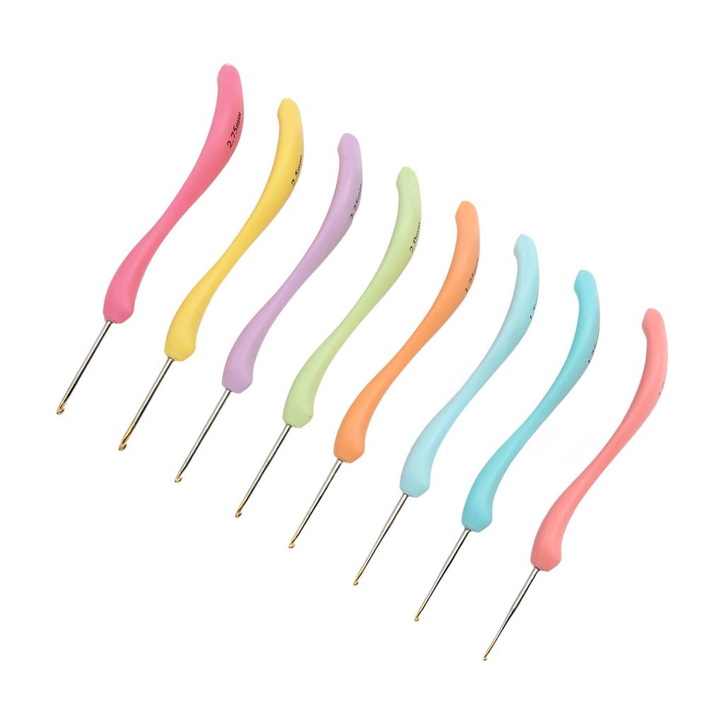 8pcs Crochet Hooks Ergonomic Design Iron Material Bend Handle Knitting Needles Set for Making