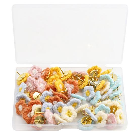 

60 шт., канцелярская кнопка с цветочной вышивкой, красочная канцелярская кнопка, доска для объявлений, канцелярская кнопка для офиса, домашнего декора A