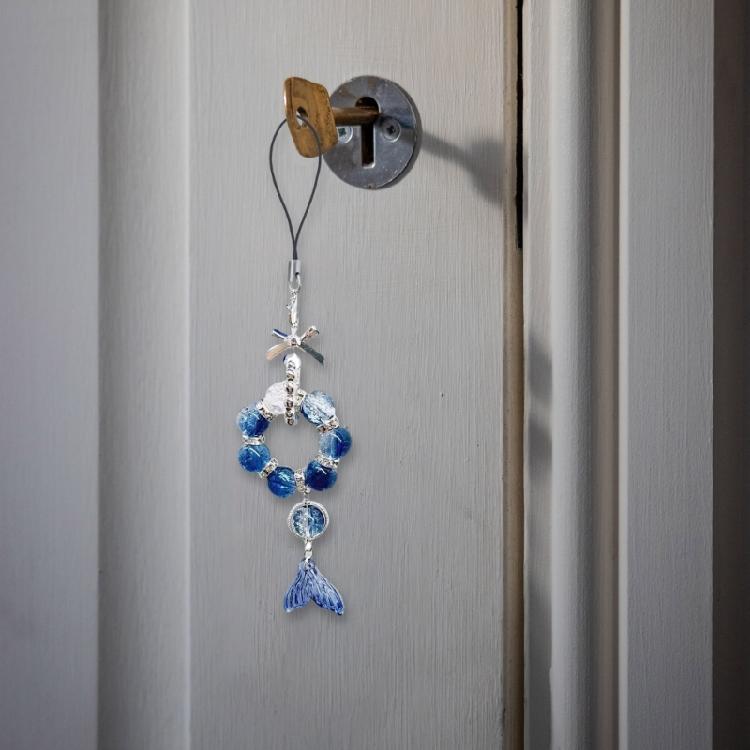 Sophisticated Fish Tail and Bowknot Phone Chain Stylish Beaded Keychain Cellphone Pendant Accessory for Trend Setters