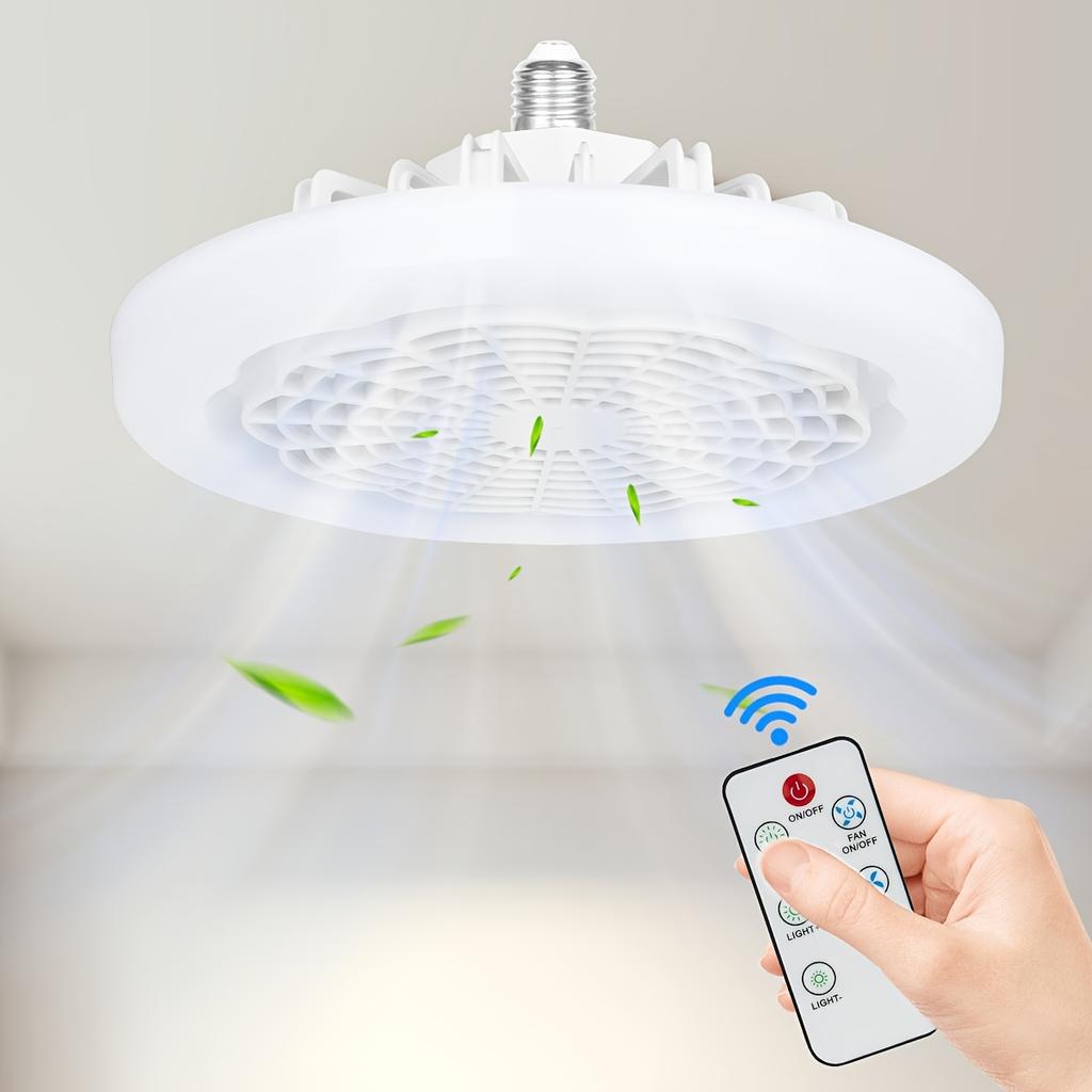LED Fan Light with Remote Dimming And Wind Speed Control, Silent Fan Light, Ultra-thin E27 Screw Mouth Dormitory Fan Light