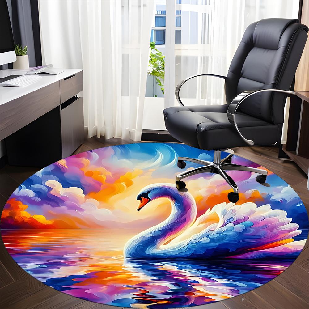 1pc Swan, Sunset Chair Carpet for Office - Durable, Ideal for Chair Mats, Stylish & Functional Decorative Rug yy260130011
