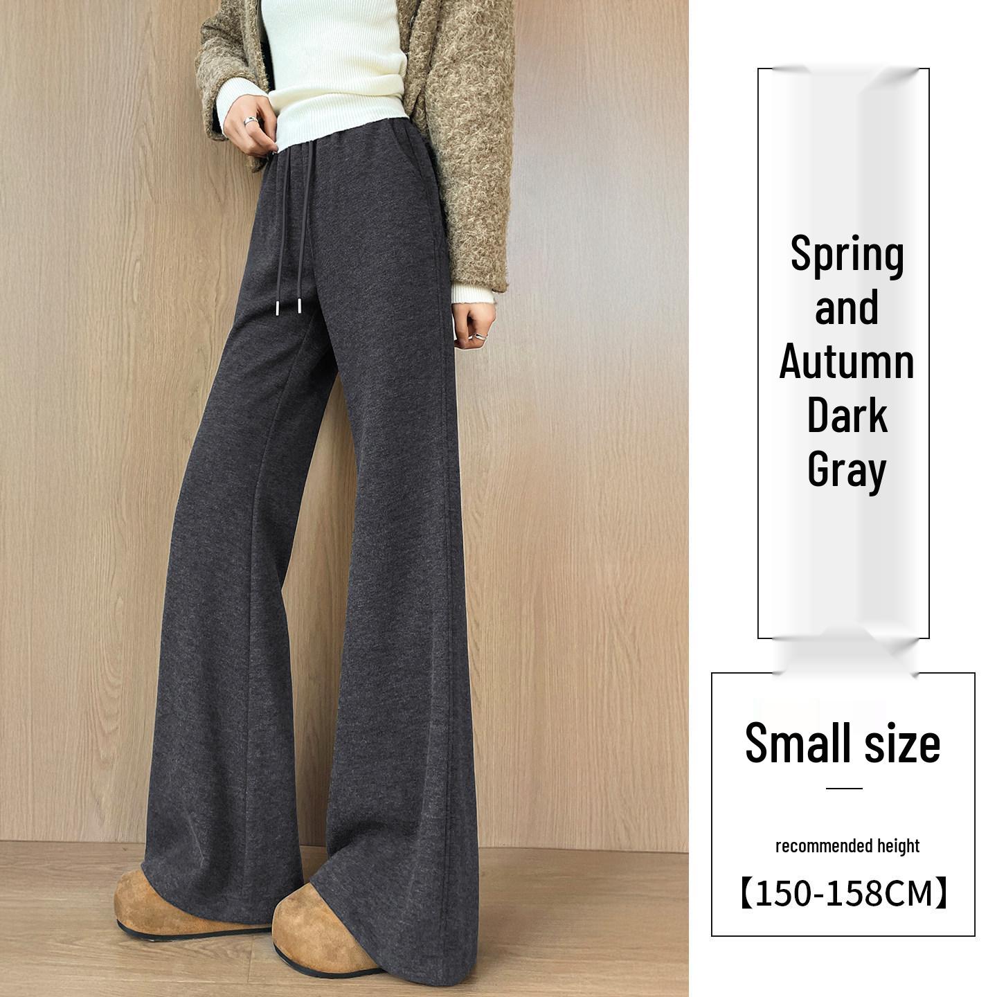 

Women s Deep Gray Wool Wide-Leg Sweatpants: High-End Micro Flare for Spring, Autumn, and Winter XL