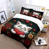 3D Fluffy White Cat Red Heart Floral Bedding SetCute Kitten Flower Valentine Warm Print Kids Bed Set 1 Duvet Cover 2 Pillowcase