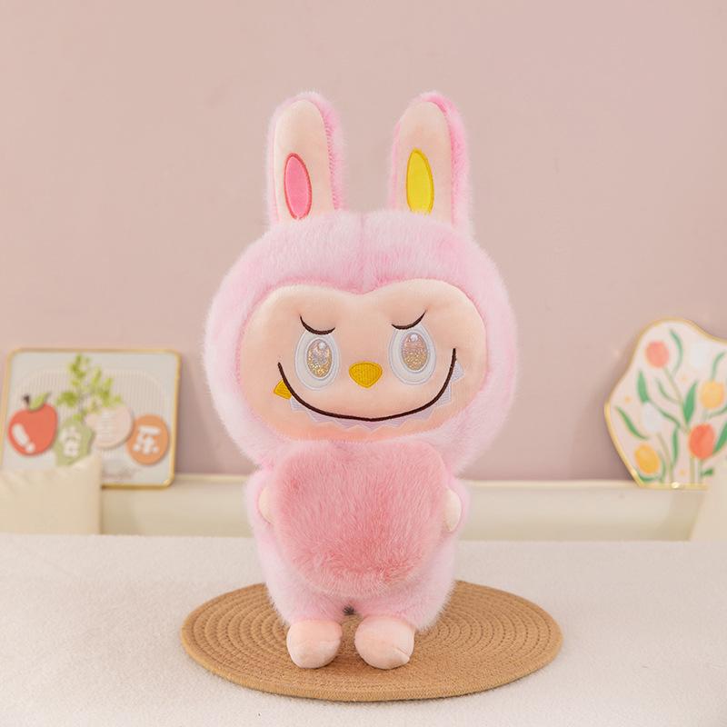 1 Piece New 35cm Tie-dye Labubu Plush Toy Cartoon Cute Cloth Doll Kids Gift