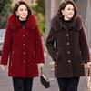 Mom's Winter Velvet Wool Coat: Mid-Length, Warm Cotton Jacket for Mature and Elderly Women
