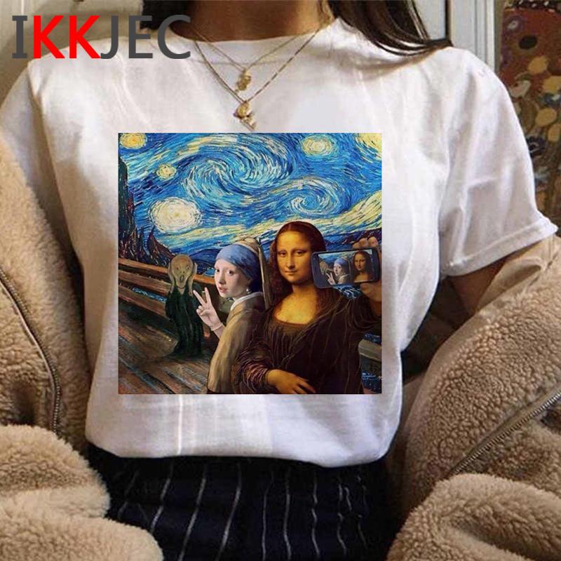 Vintage Aesthetic Mona Lisa Tshirt For Unisex Funny Cartoon Design Harajuku Graphic Fashion Ladies Streetwear Top