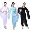 White Chiffon Flowy Yoga Top: Sleeved Dance Rhythm Modal for Performance and Spirit.