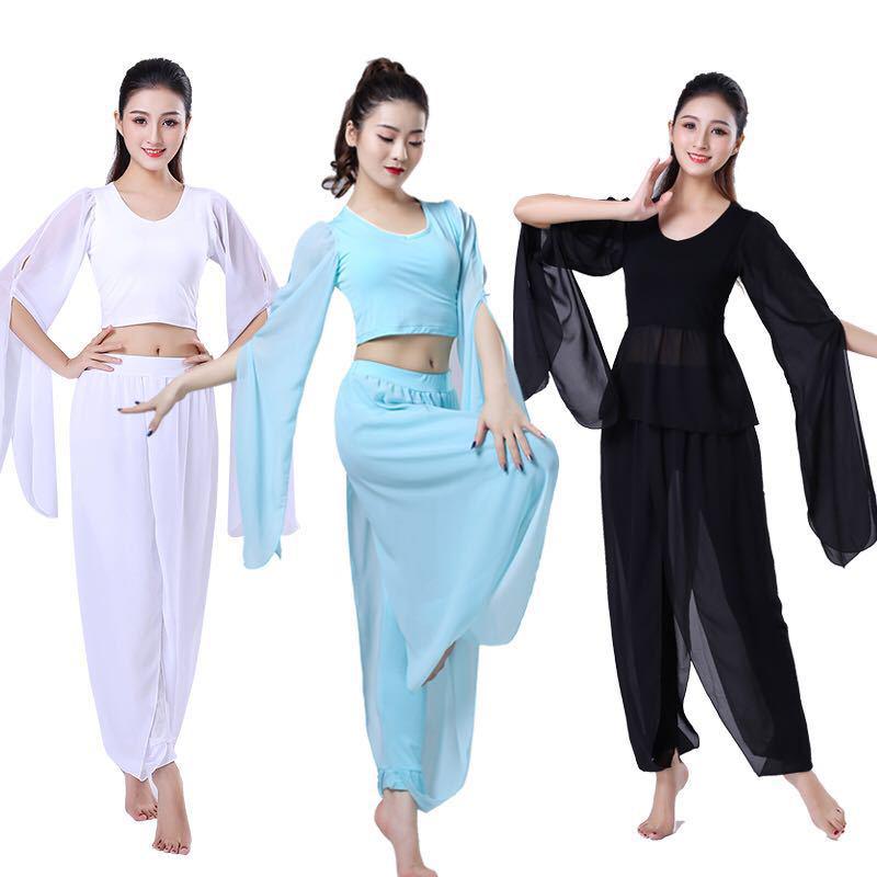 White Chiffon Flowy Yoga Top: Sleeved Dance Rhythm Modal for Performance and Spirit.